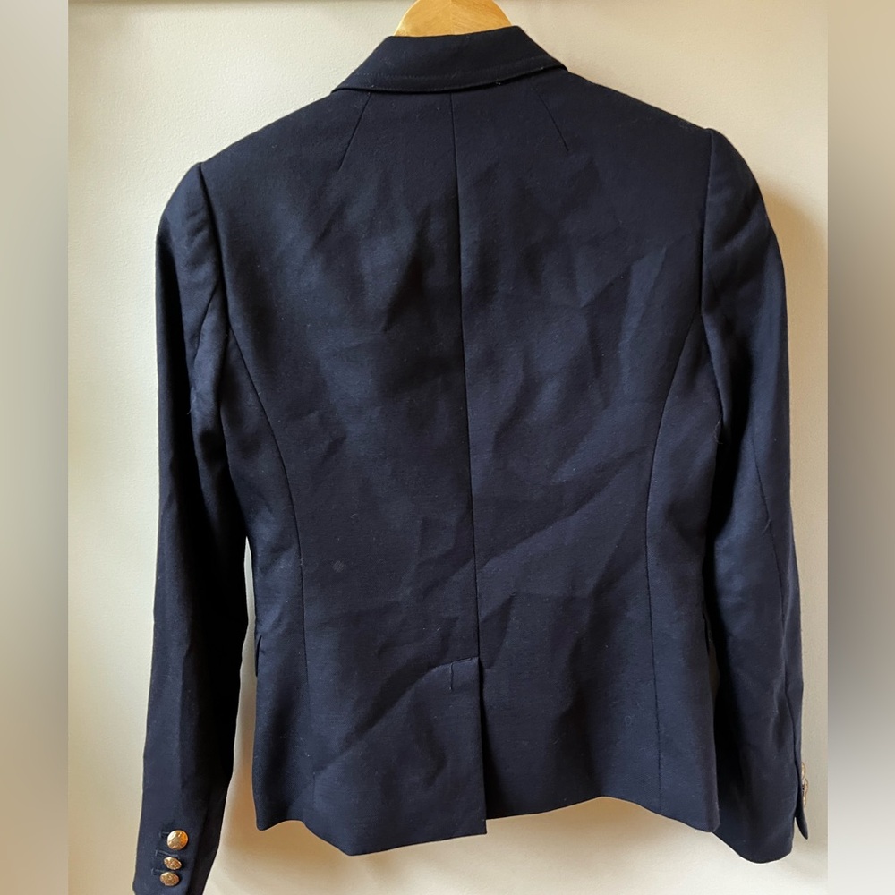 J CREW Schoolboy Blazer Jacket Wool Blend Preppy Academia Blue‎ 0 - Picture 7 of 8